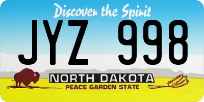 ND license plate JYZ998