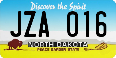 ND license plate JZA016