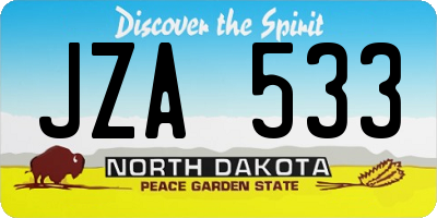 ND license plate JZA533