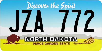 ND license plate JZA772
