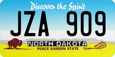 ND license plate JZA909