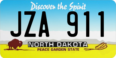 ND license plate JZA911