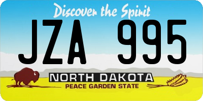 ND license plate JZA995