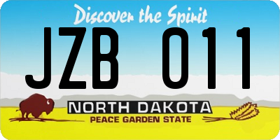 ND license plate JZB011