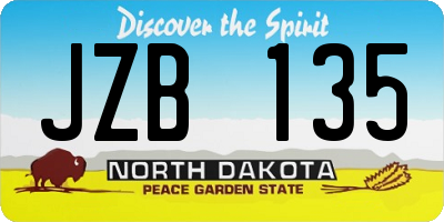 ND license plate JZB135