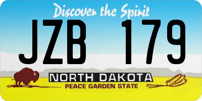 ND license plate JZB179