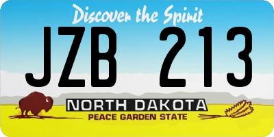 ND license plate JZB213