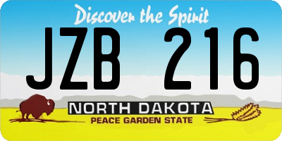 ND license plate JZB216