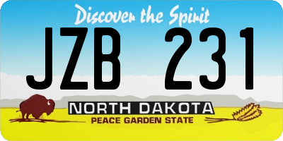 ND license plate JZB231