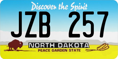 ND license plate JZB257