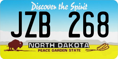 ND license plate JZB268