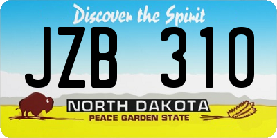 ND license plate JZB310