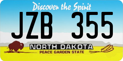 ND license plate JZB355
