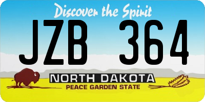 ND license plate JZB364