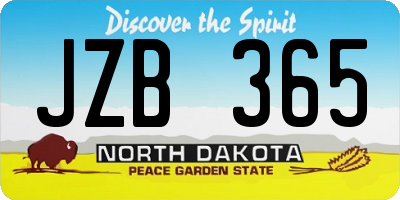 ND license plate JZB365