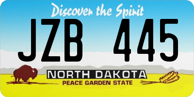 ND license plate JZB445