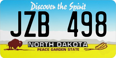 ND license plate JZB498