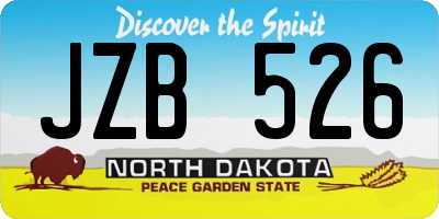 ND license plate JZB526