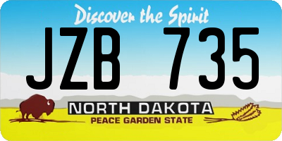 ND license plate JZB735