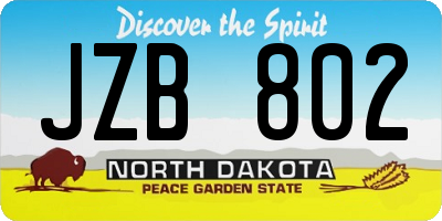 ND license plate JZB802
