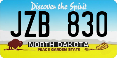 ND license plate JZB830