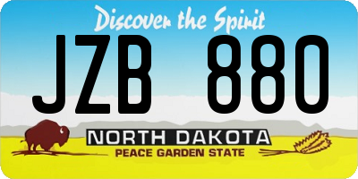ND license plate JZB880