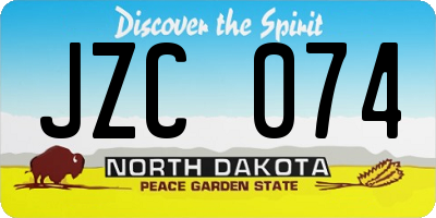 ND license plate JZC074