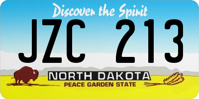 ND license plate JZC213