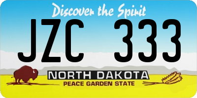 ND license plate JZC333