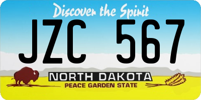 ND license plate JZC567