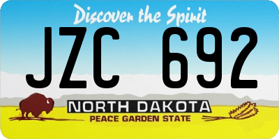 ND license plate JZC692
