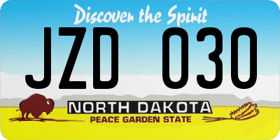 ND license plate JZD030