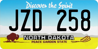 ND license plate JZD258