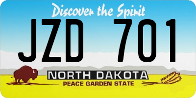 ND license plate JZD701