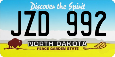 ND license plate JZD992