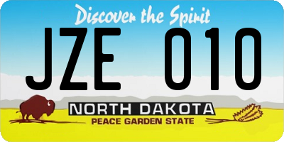 ND license plate JZE010