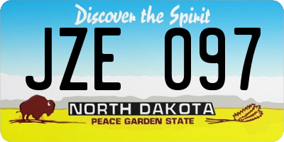 ND license plate JZE097