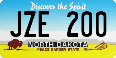 ND license plate JZE200