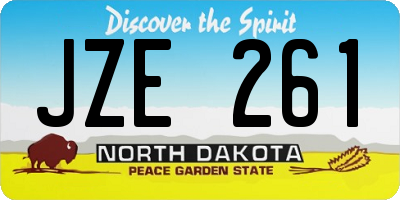 ND license plate JZE261