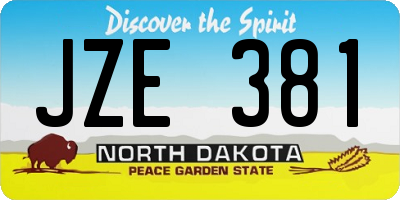 ND license plate JZE381