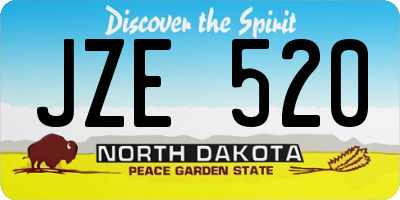 ND license plate JZE520