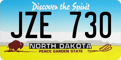 ND license plate JZE730