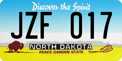 ND license plate JZF017