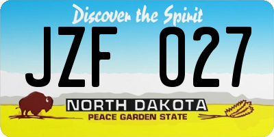 ND license plate JZF027