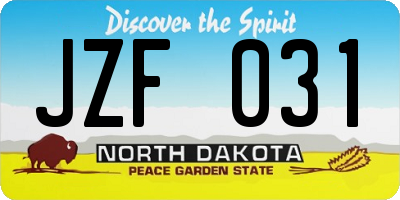 ND license plate JZF031