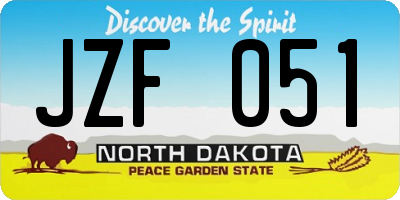 ND license plate JZF051