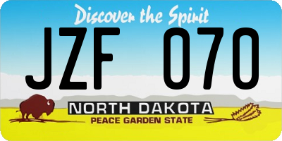 ND license plate JZF070