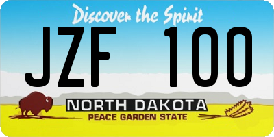 ND license plate JZF100