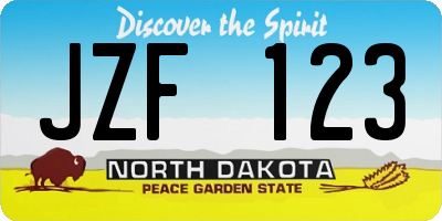 ND license plate JZF123