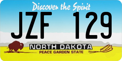 ND license plate JZF129